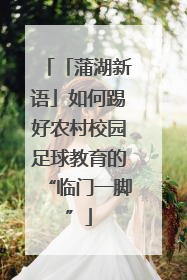 「蒲湖新语」如何踢好农村校园足球教育的“临门一脚”