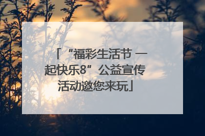 “福彩生活节 一起快乐8”公益宣传活动邀您来玩