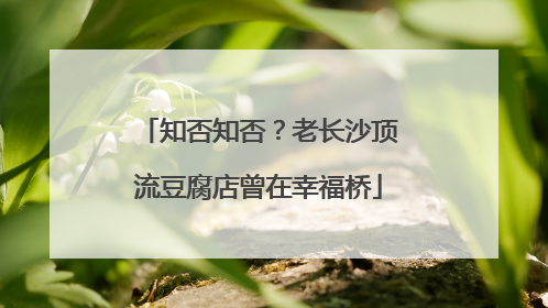 知否知否？老长沙顶流豆腐店曾在幸福桥