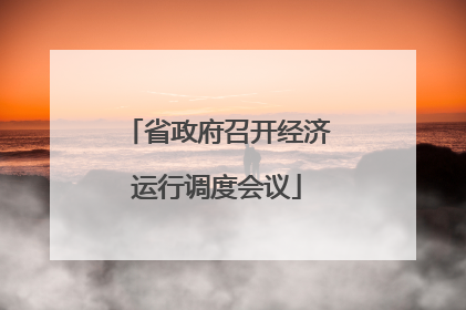 省政府召开经济运行调度会议