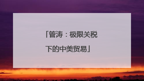 管涛：极限关税下的中美贸易