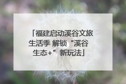 福建启动溪谷文旅生活季 解锁“溪谷生态+”新玩法