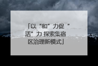 以“和”力促“活”力 探索集宿区治理新模式