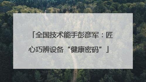 全国技术能手彭彦军：匠心巧辨设备“健康密码”