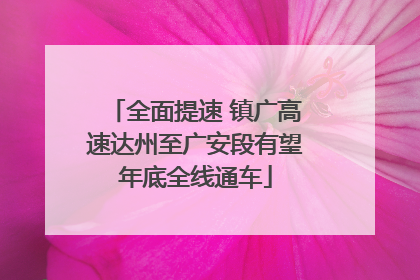 全面提速 镇广高速达州至广安段有望年底全线通车