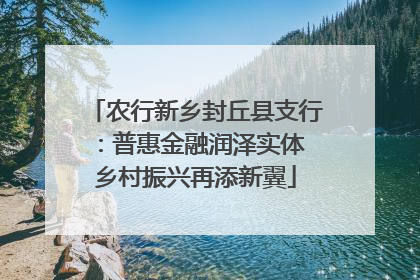 农行新乡封丘县支行：普惠金融润泽实体 乡村振兴再添新翼