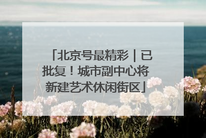 北京号最精彩｜已批复！城市副中心将新建艺术休闲街区