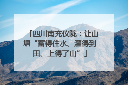四川南充仪陇：让山塘“蓄得住水、灌得到田、上得了山”