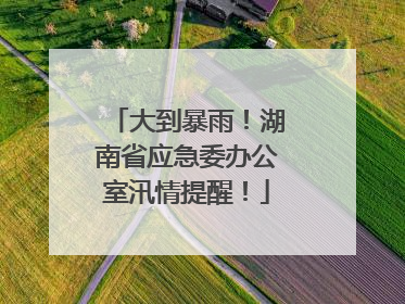 大到暴雨！湖南省应急委办公室汛情提醒！
