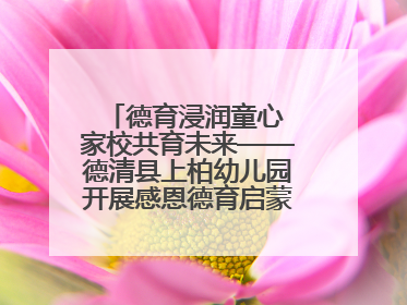 德育浸润童心 家校共育未来——德清县上柏幼儿园开展感恩德育启蒙讲座活动