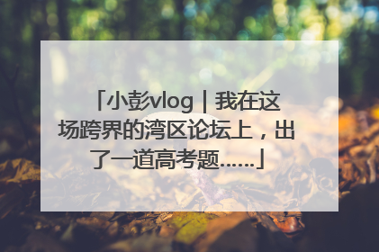 小彭vlog｜我在这场跨界的湾区论坛上，出了一道高考题……