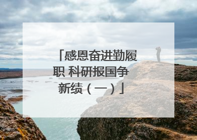 感恩奋进勤履职 科研报国争新绩（一）