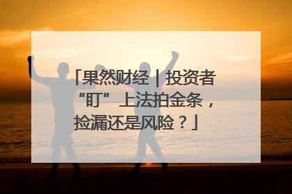 果然财经｜投资者“盯”上法拍金条，捡漏还是风险？