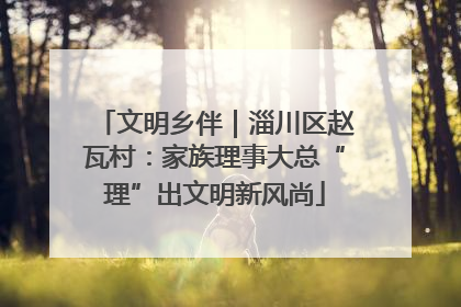 文明乡伴｜淄川区赵瓦村：家族理事大总“理”出文明新风尚