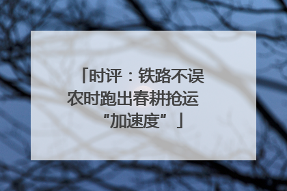 时评：铁路不误农时跑出春耕抢运“加速度”