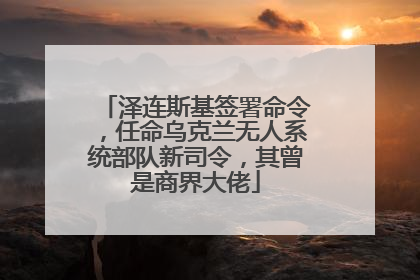 泽连斯基签署命令，任命乌克兰无人系统部队新司令，其曾是商界大佬