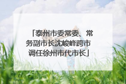 泰州市委常委、常务副市长沈峻峰跨市调任徐州市代市长