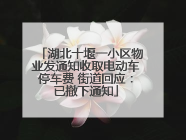 湖北十堰一小区物业发通知收取电动车停车费 街道回应：已撤下通知