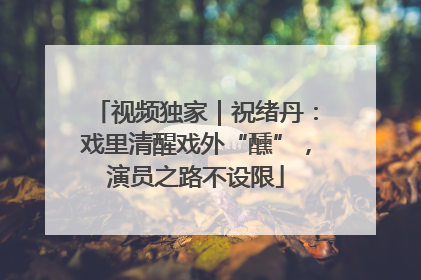 视频独家｜祝绪丹：戏里清醒戏外“醺”，演员之路不设限