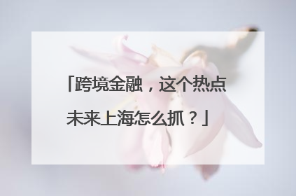跨境金融，这个热点未来上海怎么抓？