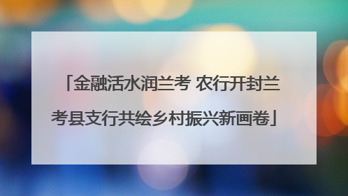 金融活水润兰考 农行开封兰考县支行共绘乡村振兴新画卷
