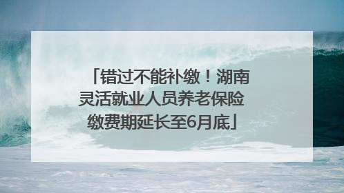 错过不能补缴！湖南灵活就业人员养老保险缴费期延长至6月底