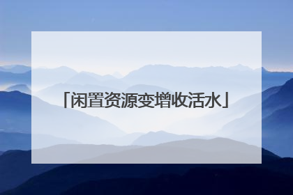 闲置资源变增收活水