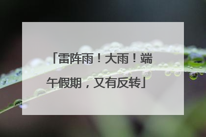 雷阵雨！大雨！端午假期，又有反转