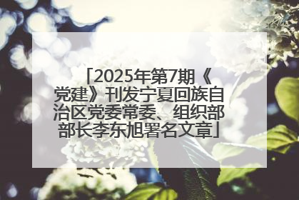 2025年第7期《党建》刊发宁夏回族自治区党委常委、组织部部长李东旭署名文章